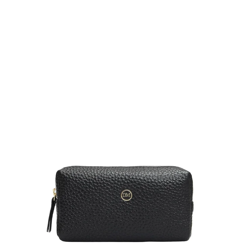 Da Milano Wax Leather Vanity Pouch - Black